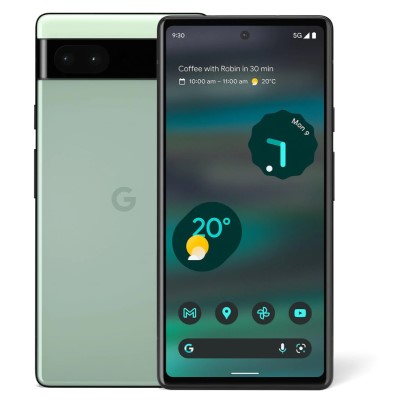 Front and back view of the Google Pixel 6a handset